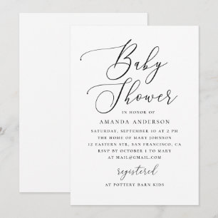 Elegante Minimalistische Zwarte & Witte Baby Showe Kaart