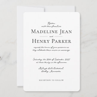 Elegante Minimalistische Zwarte Witte Foto Huwelij Kaart