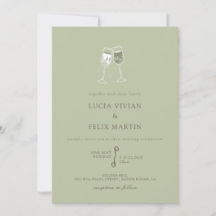 Elegante Mint Green Champagne Uitnodiging