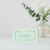 Elegante Mint Green & Gold Professional QR-code Visitekaartje (Staand voorkant)