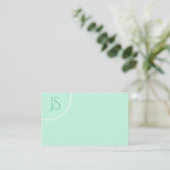 Elegante Mint Green Modern Monogram Eenvoudige Sja Visitekaartje (Staand voorkant)