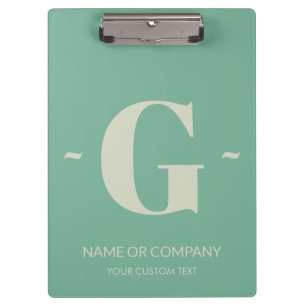 Elegante Mint Groen Wit Unieke Monogram Sjabloon Klembord