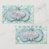 Elegante mint groene damast Mode Visitekaartjes (Voorkant / Achterkant)