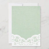 Elegante Mint Kant Bruiloft Uitnodiging (Achterkant)