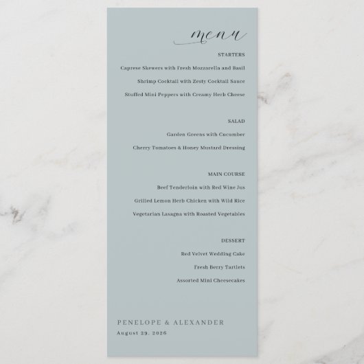Elegante Mint Minimalistische Menu (Voorkant)
