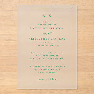 Elegante Mint Minimalistische Trouw Uitnodiging Acryl Uitnodigingen