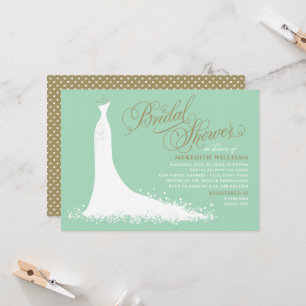Elegante Mint Trouwjurk Bruidsfeest Kaart