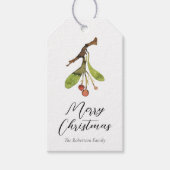 Elegante Misteletoe Kerstmis Cadeaulabel (Voorkant)