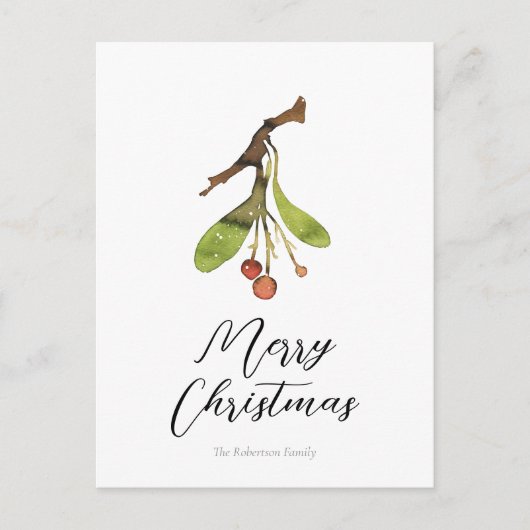 Elegante Mistletoe Kerstmis Briefkaart (Voorkant)