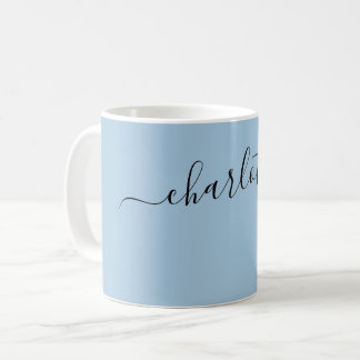 Elegante Misty Blauwe Kleur Moderne Naam Persoonli Koffiemok