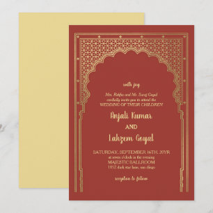 Elegante Misty Roos Indian Gateway Wedding Kaart