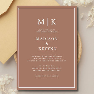 Elegante Mocha Mousse Classic Wedding Kaart