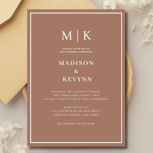 Elegante Mocha Mousse Classic Wedding Kaart