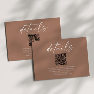 Elegante Mocha Mousse QR Code Trouwdetails Informatiekaartje