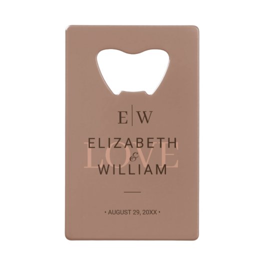 Elégante Mocha Mousse simple avec Mariage Monogram (Devant)