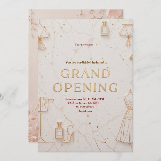 Elegante Mode Boutique Grand Opening Invitation Kaart (Voorkant / Achterkant)
