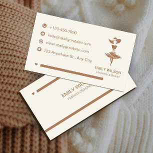 Elegante Mode Designer / Minimalist Beige & Brown Visitekaartje