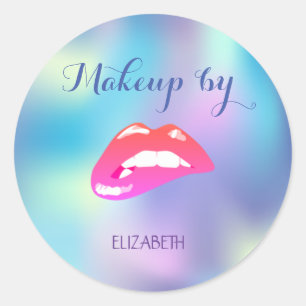 Elegante Moder Meisjesachtige Lippen Holografisch Ronde Sticker
