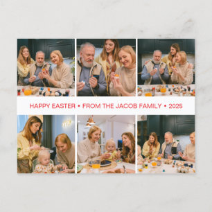 elegante Modern Blessing Pasen familie Zes foto Feestdagenkaart