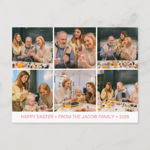 elegante Modern Blessing Pasen familie Zes foto Feestdagenkaart