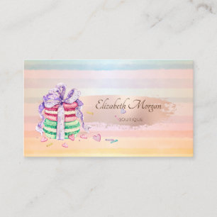 Elegante Modern, Roze Gouden Kwaststreek Macarons Visitekaartje