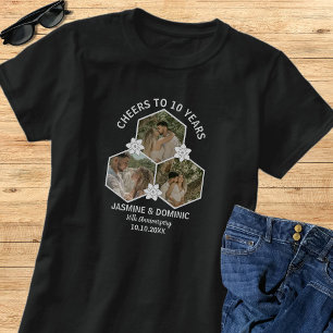 Elegante moderne 10e verjaardag fotocollage vrouw t-shirt
