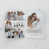 Elegante moderne 8-foto bruiloft bedankkaart (Binnen)