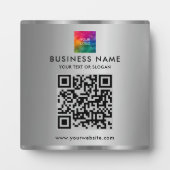 Elegante moderne aangepaste tekst logo QR-code zil Fotoplaat (Voorkant)