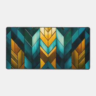 Elegante Moderne Abstracte Goud Teal Geometrisch Bureaumat