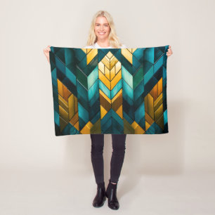 Elegante moderne abstracte goud teal geometrisch fleece deken