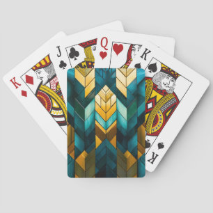 Elegante moderne abstracte goud teal geometrisch pokerkaarten
