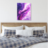 Elegante moderne Abstracte Paarse Acryl Pour Print (Insitu (Slaapkamer))