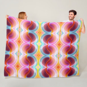 ELEGANTE MODERNE ABSTRACTE PSYCHEDELISCHE KUNST FLEECE DEKEN