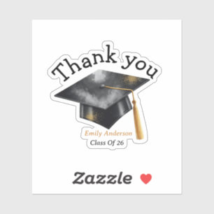 Elegante Moderne Afstudeerhoed Goud Sticker