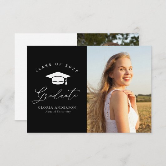 elegante moderne afstudeeruitnodiging en -aankondi bedankkaart (Voorkant / Achterkant)