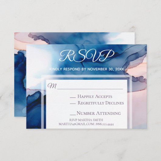 *~* Elegante Moderne Aquarel RSVP Trouw RSVP (Voorkant / Achterkant)