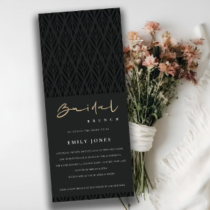 Elegante moderne Art Deco zwart gouden bruidsbrunc Kaart