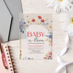 Elegante moderne baby in bloei shower lente uitnod vellum uitnodigingen