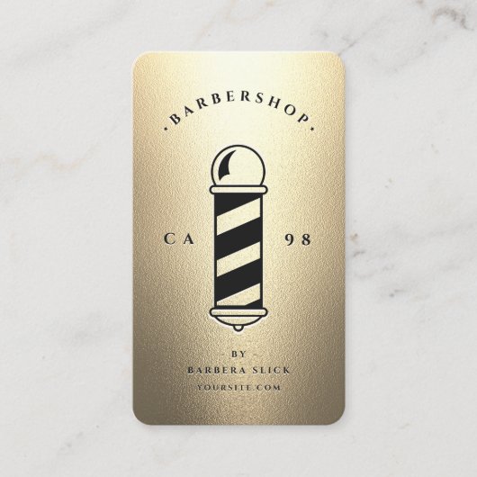 Elegante moderne Barbershop Faux Gold Barber Pool Visitekaartje (Voorkant)