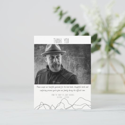 Elegante moderne begrafenis bedankkaart (Staand voorkant)