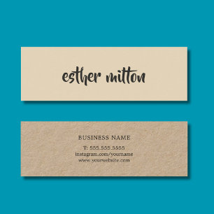 Elegante moderne beige kraft papieren consultant mini visitekaartje