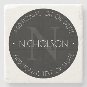 Elegante moderne bewerkbare monogram zwart en wit stenen onderzetter