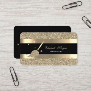 Elegante moderne bezem met zwarte gouden gestreept visitekaartje