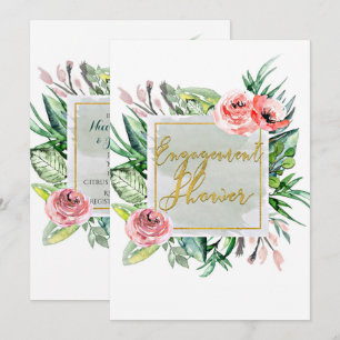 Elegante moderne bloemen engagement party uitnodig kaart