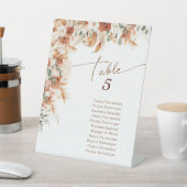 Elegante moderne bloemen trouwtafel nummer reclamebord met voetstuk (Insitu)