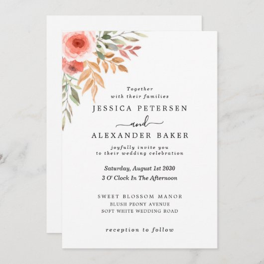 Elegante moderne bloemen Waterverf groen Kaart (Voorkant / Achterkant)