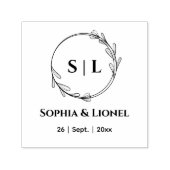 Elegante moderne bloemenbruiloft Initialen Zelfinktende Stempel (Design)