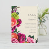 Elegante moderne bloemenbruiloft kaart (Staand voorkant)