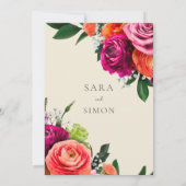 Elegante moderne bloemenbruiloft kaart (Achterkant)