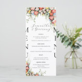 Elegante moderne bloemenbruiloft menu (Staand voorkant)